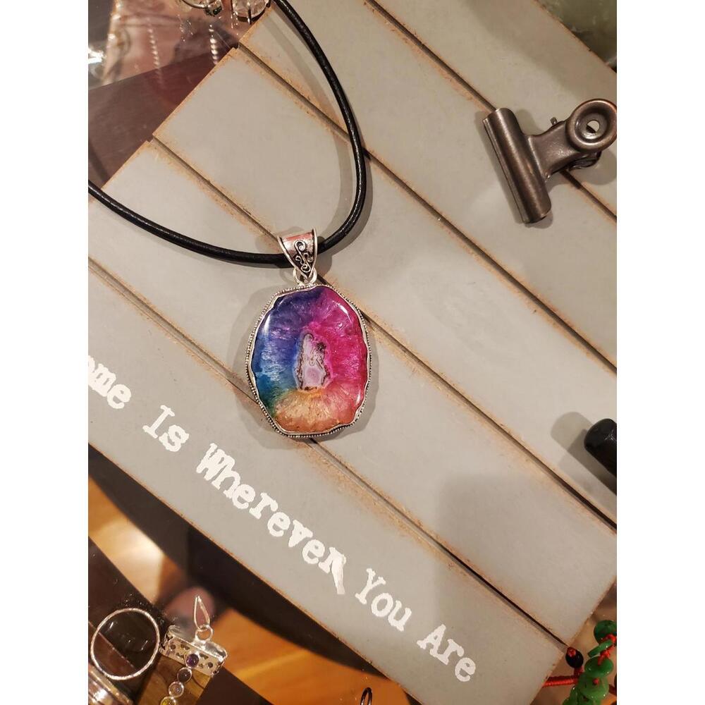 925 large solar rainbow quartz necklace - Picture 12 of 12